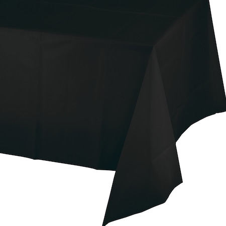 Touch Of Color Black Plastic Tablecloth, 108"x54", 12PK 01290